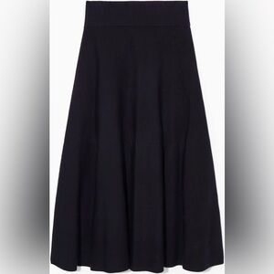 COS Navy Maxi Wool Blend Skirt